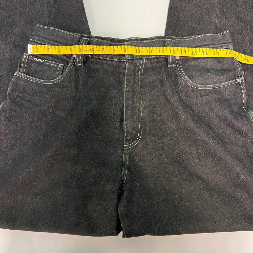 Vintage FUBU Baggy Jeans Mens 36x34 Black Y2K Hip Hop Skater Denim Wide Leg